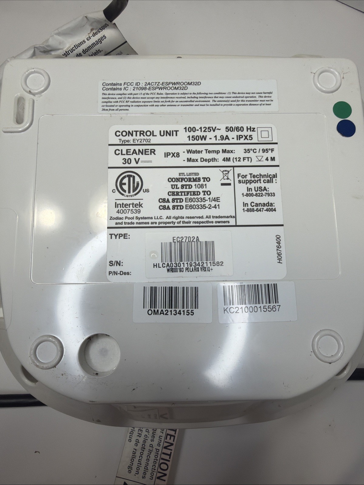 Polaris Robotic Pool Cleaner Control Unit EY2702 FOR PARTS OR REPAIR