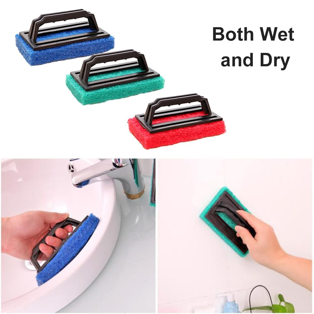3pcs Handheld Pool Scrub Brush Set, Sponge Pool Cleaner with Comfortable Grip…