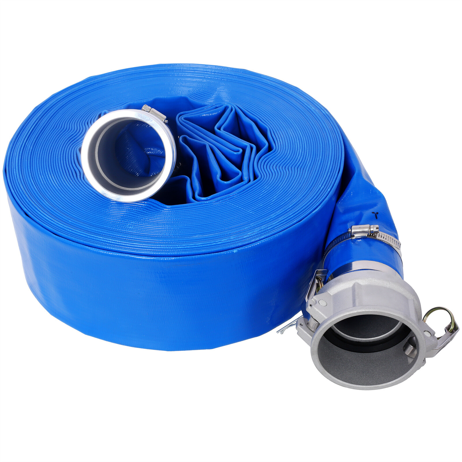Discharge Hose 3&Prime;x 100FT PVC Lay Flat Hose Backwash Drain Hose w/ Clamps