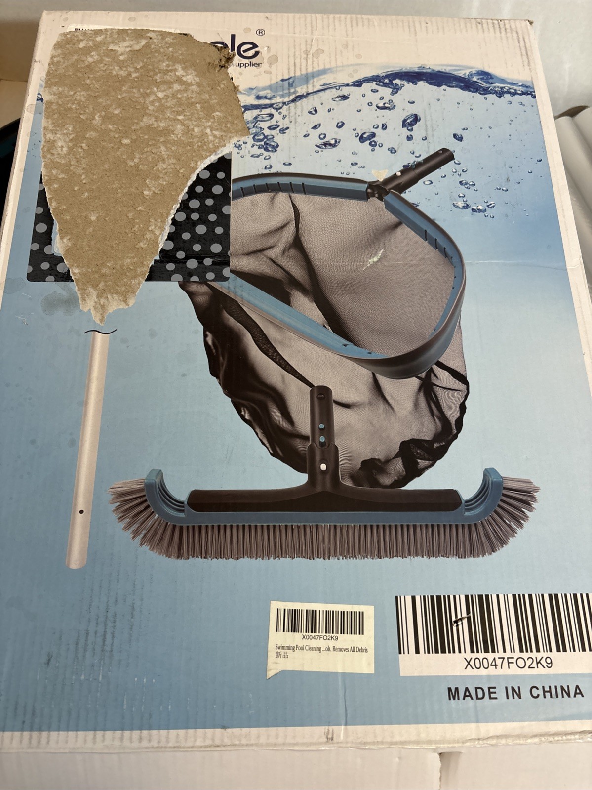 Swimming Pool Cleaning Kit-Aluminum Frame Skimmer Net with 10Ft Adjustable Pole