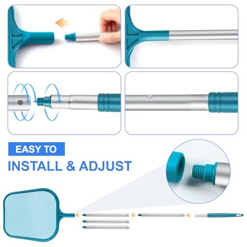 Pool Skimmer – Pool Skimmer Net with 5 Section Pool Skimmer with 5 pole, Teal