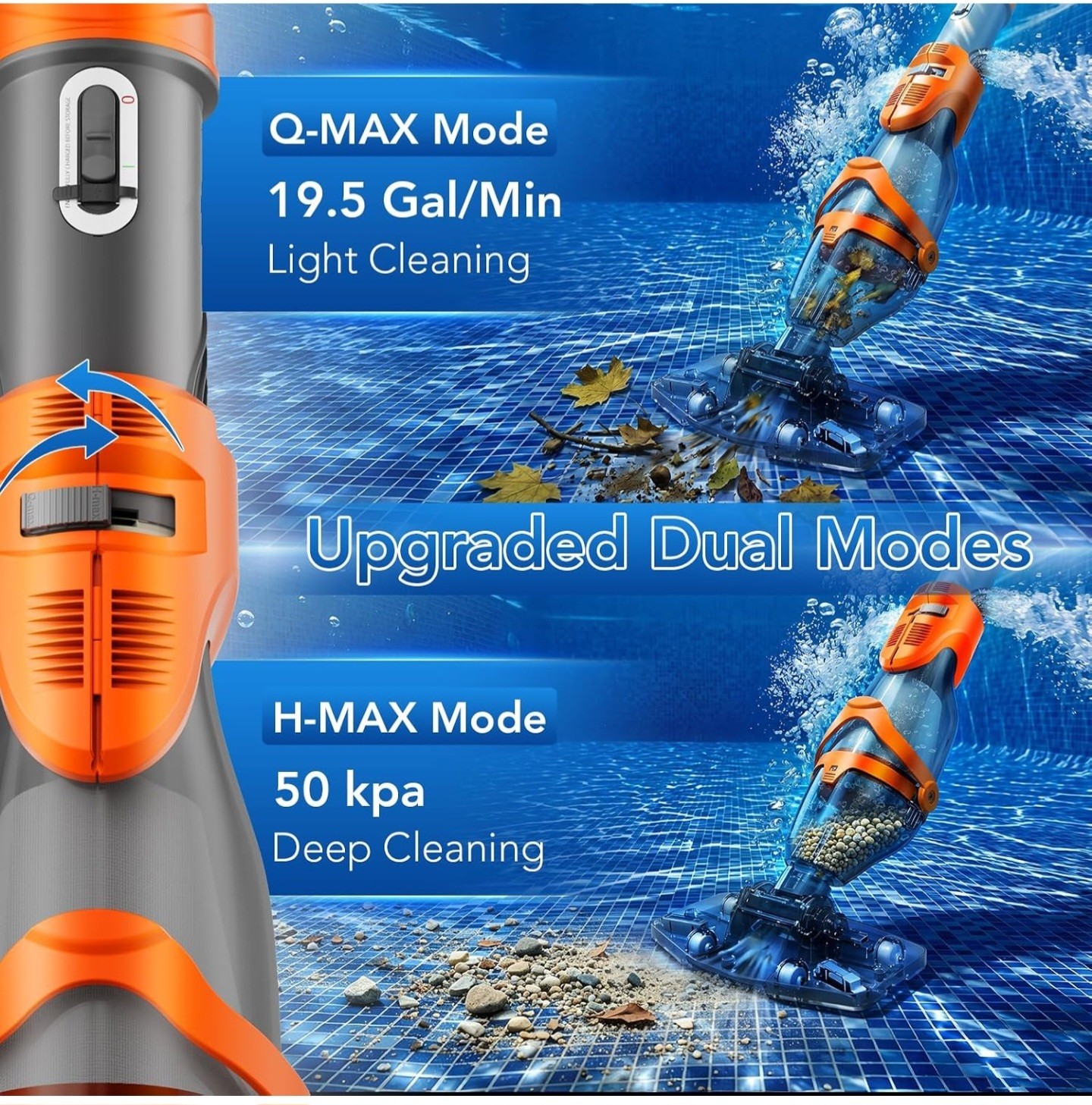 NEW 2026] COWSAR Cordless Pool Vacuum (Model PCT406T) | 19.5 GPM, Dual Modes