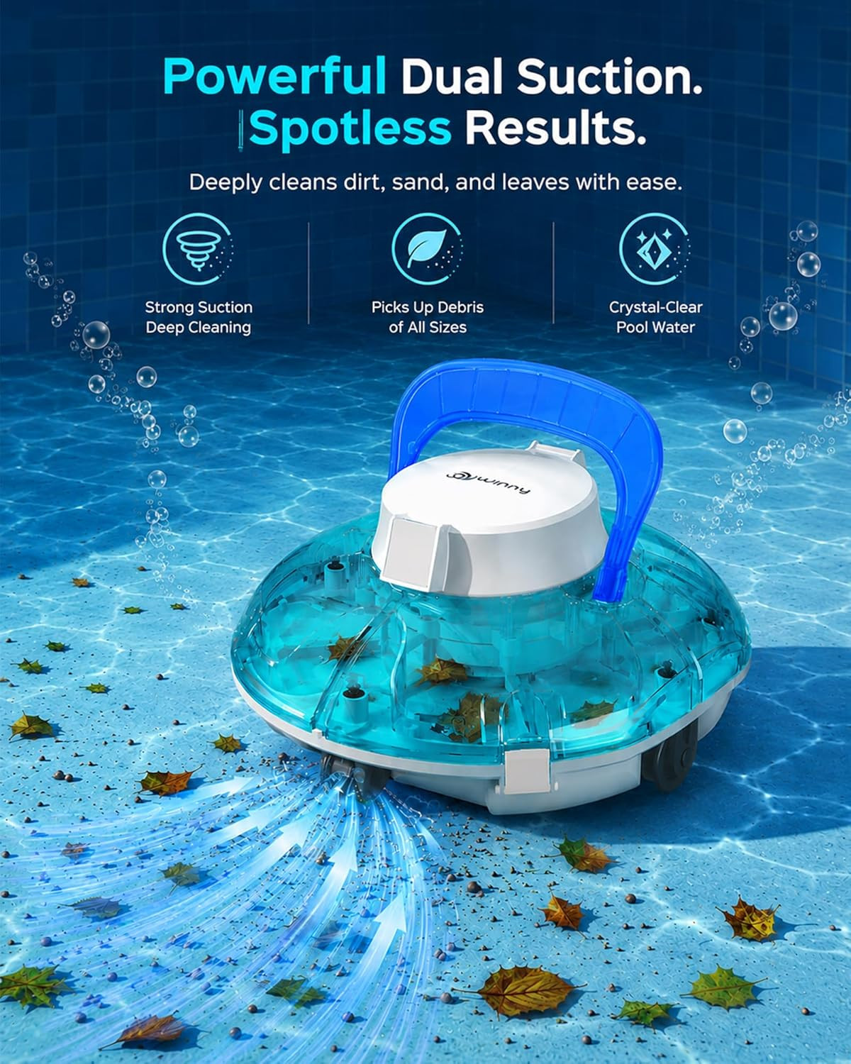(2026 Upgrade) Cordless Pool Vacuum for above Ground Pool, Automatic Pool Cleane