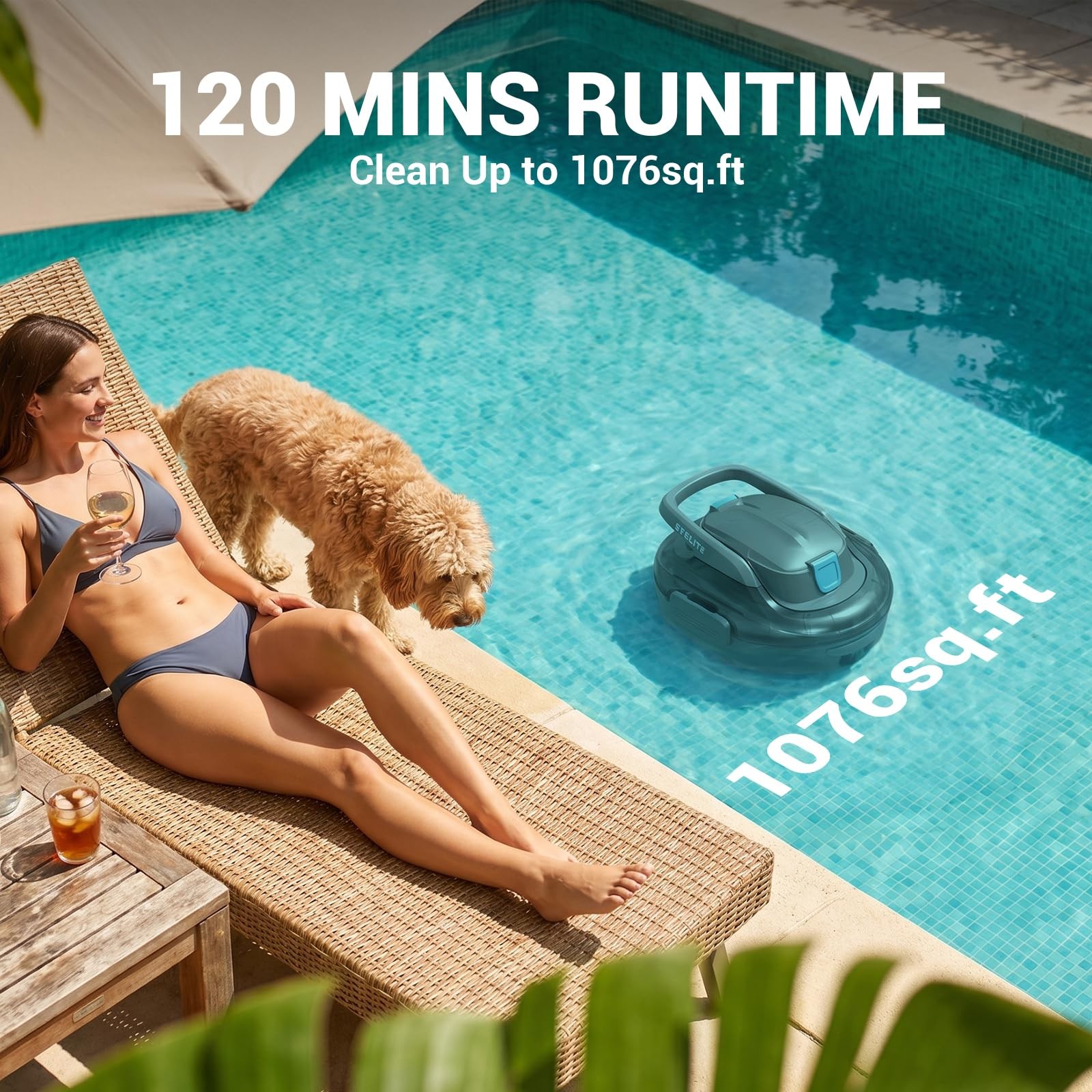 Robotic Pool Cleaner S7, Cordless Pool Vacuum for Above Ground Pool, Automatic P