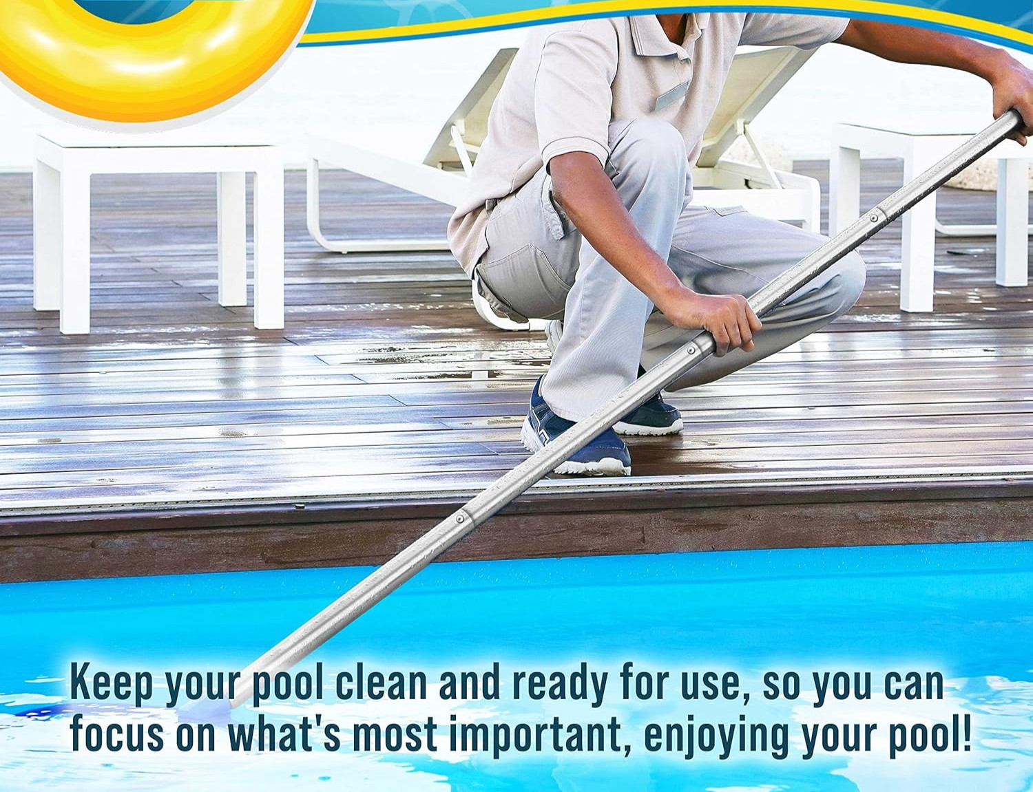 10.5 Ft Telescopic Pool Pole Aluminum Adjustable Skimmer Net Vacuum Handle