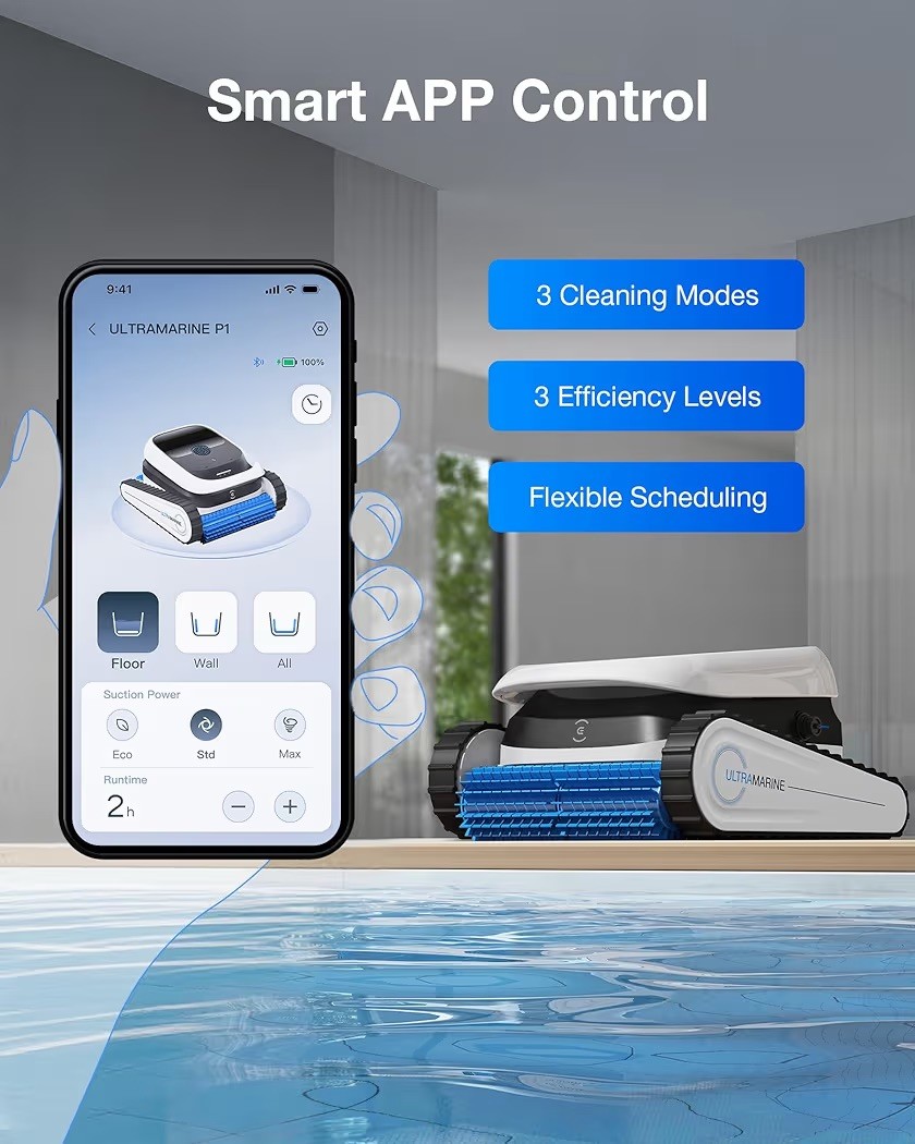 ECOVACS Ultramarine P1 Cordless Robotic Pool Cleaner 4800 GPH App, 180 Min