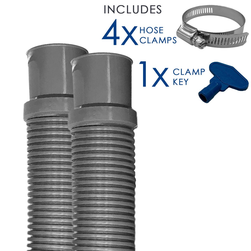 Puri Tech Heavy Duty Above Ground Filter Hose w Clamps 1.25 Inch x 6 ft- 2 Pack
