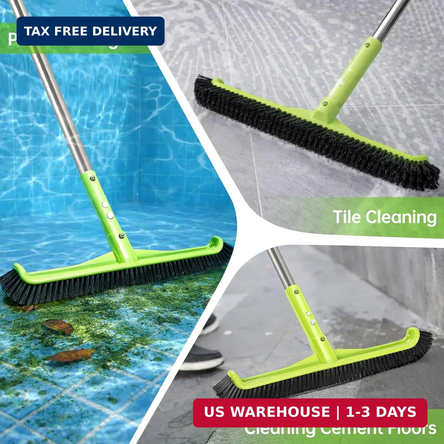 Pool Brush Head Nylon Bristles Curved Pool Scrub Brush for Walls Floors