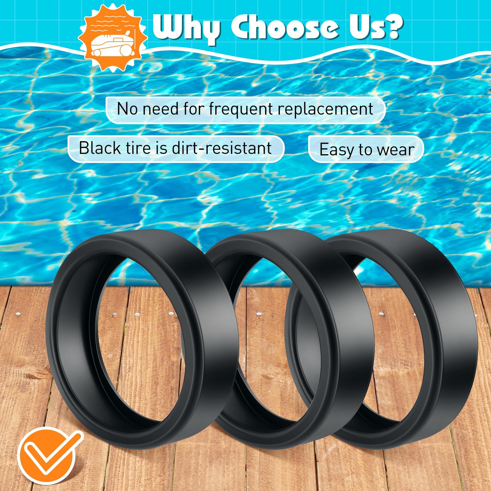 3 Pcs Pool Cleaner All Purpose Tire Replacement Part Compatible with Polaris …