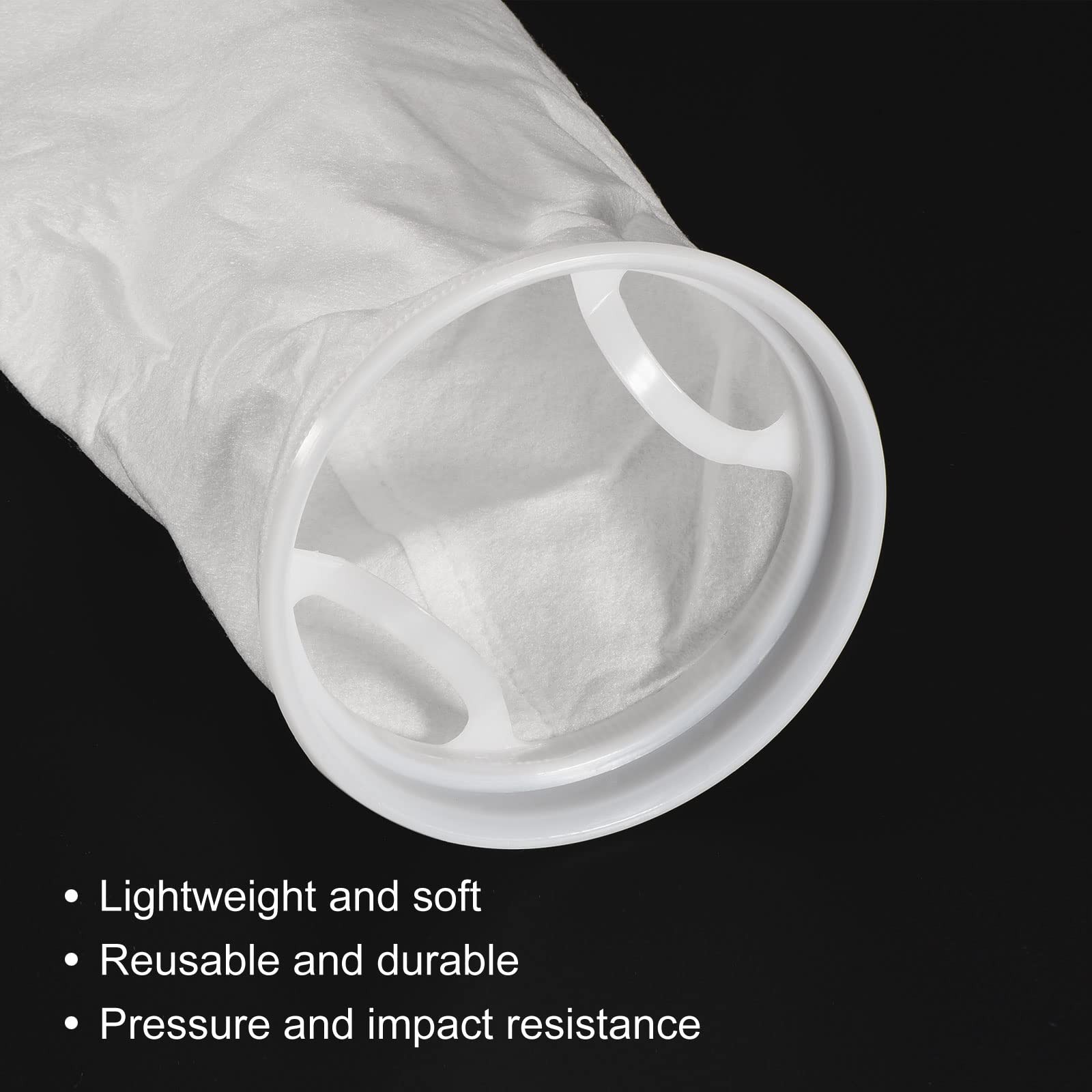 7 Inch Ring Filter Socks 200 Micron, Mesh Bags Pool Skimmer Basket, White