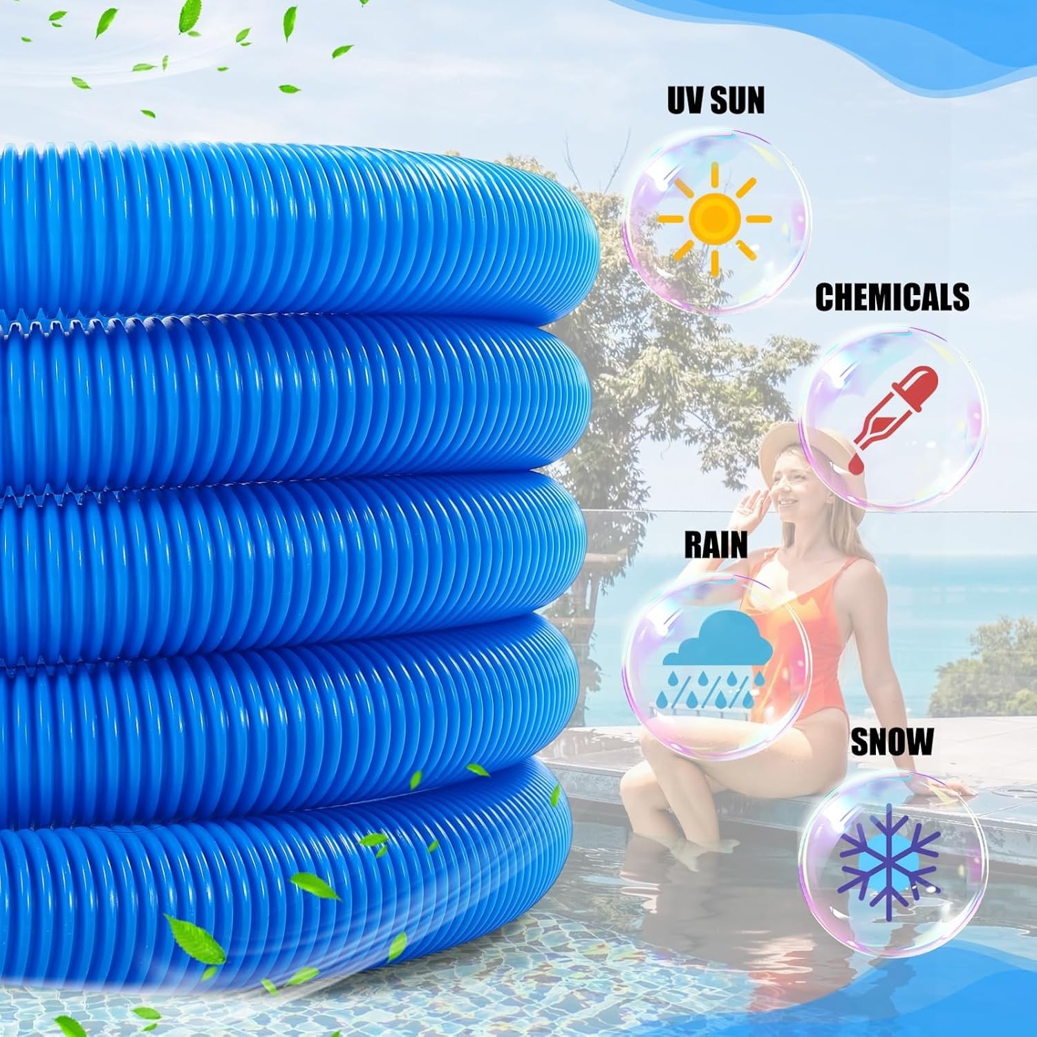 3-Piece Pool Vacuum Kit with Adjustable Pole & 18ft Hose – Clean Effortlessly