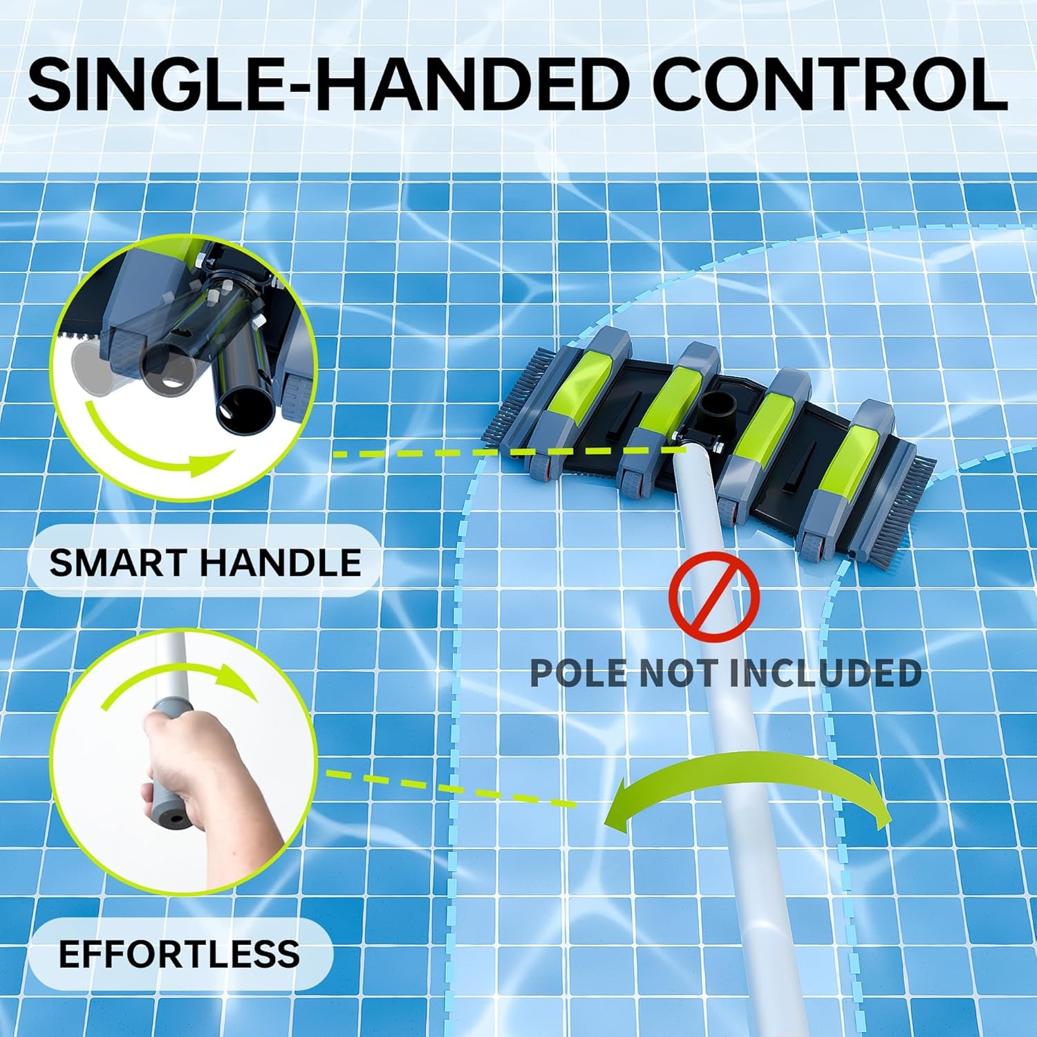 Professional Heavy Duty Weighted Pool Vacuum Head with Wheels Aluminum Handle