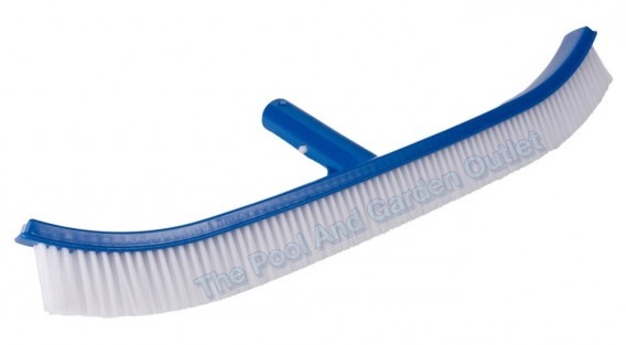 18&Prime; Curved Swimming Pool Spa Nylon Wall & Floor Brush w/Blue PVC Frame Handle