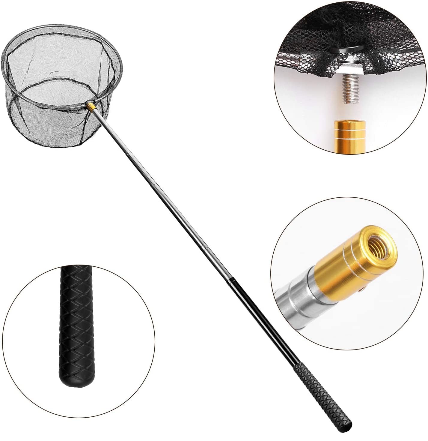 Pool Skimmer Net with Stainless Steel Telescopic Pole,58&Prime; Extendable Leaf Ski