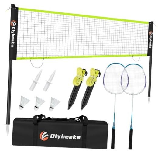12ft Black Anti-Sagging Badminton Net Set for Backyard Beach