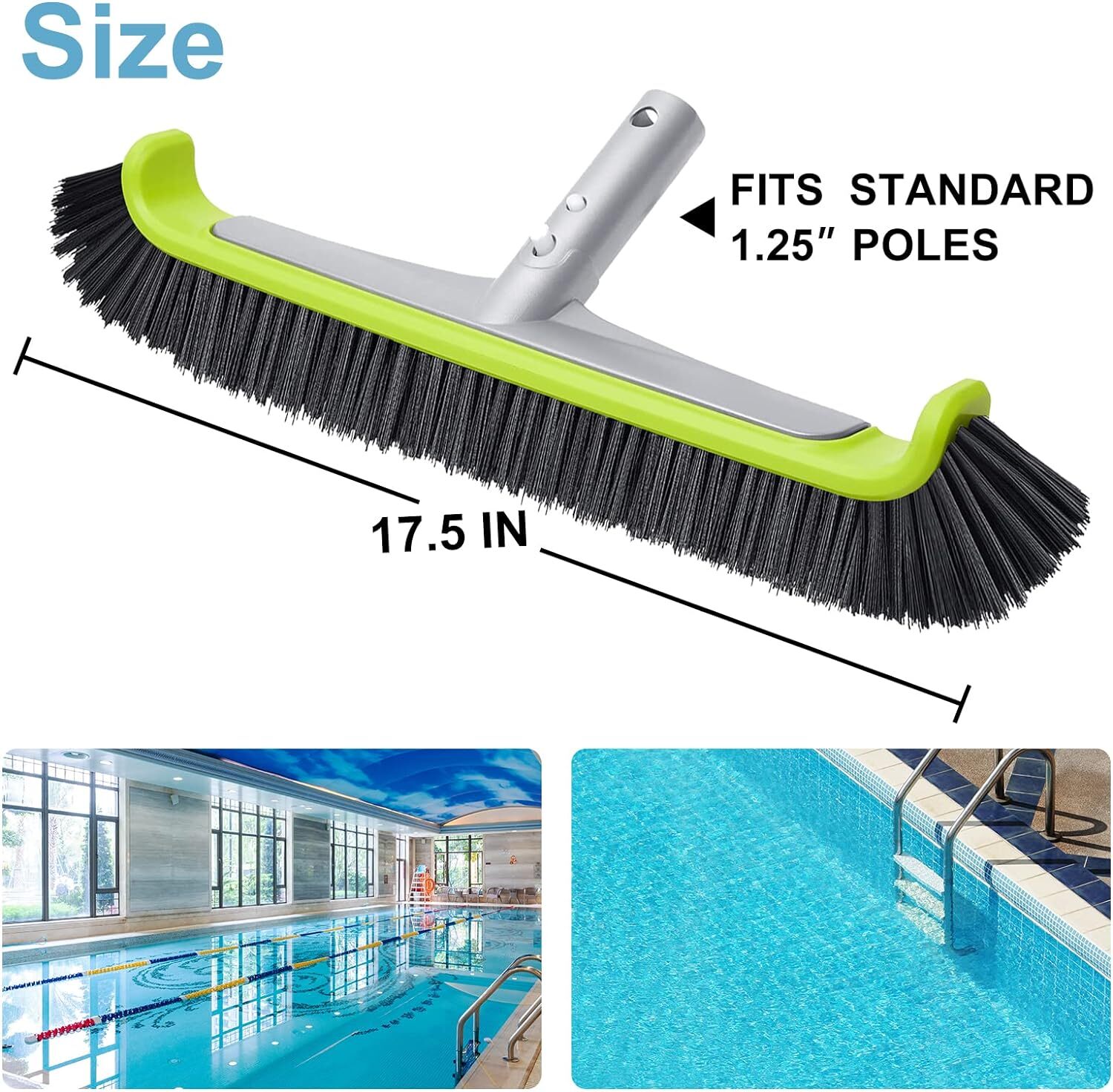 Curved Edge Pool Cleaning Brush With Aluminum Handle And Extra Wide Head