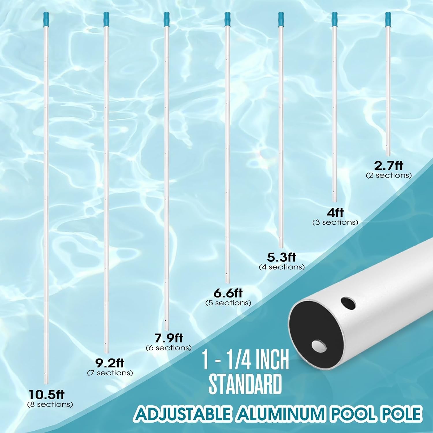 Effortless Pool Cleaning Kit with Adjustable Pole and 17.5 » Brush Head Included