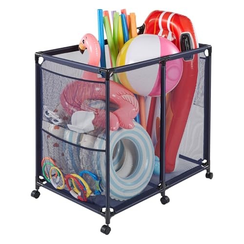 Pool Storage Bin, 36.8 x 24 x 35.6 in, Metal Frame- 36.8 x 24 x 35.6 in