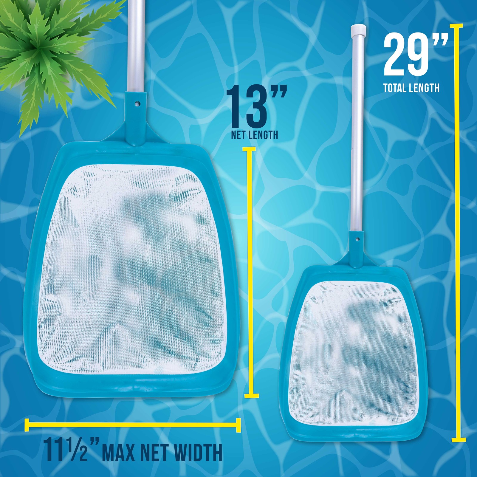 U.S. Pool Supply Spa, Hot Tub, Pool Hand Leaf Skimmer Net, 17&Prime; Pole – Ultra Fine