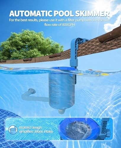 Upgrade Above Ground Pool Skimmer Comes with 3 Socks, Anti-tilt Wall Mount Surfa