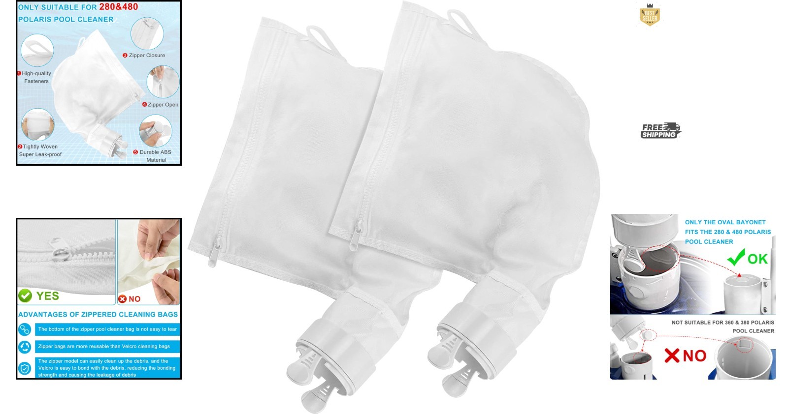 Efficiently Designed Leaf Bags 2 Pack for Polaris Cleaners – Zippered & Reusable