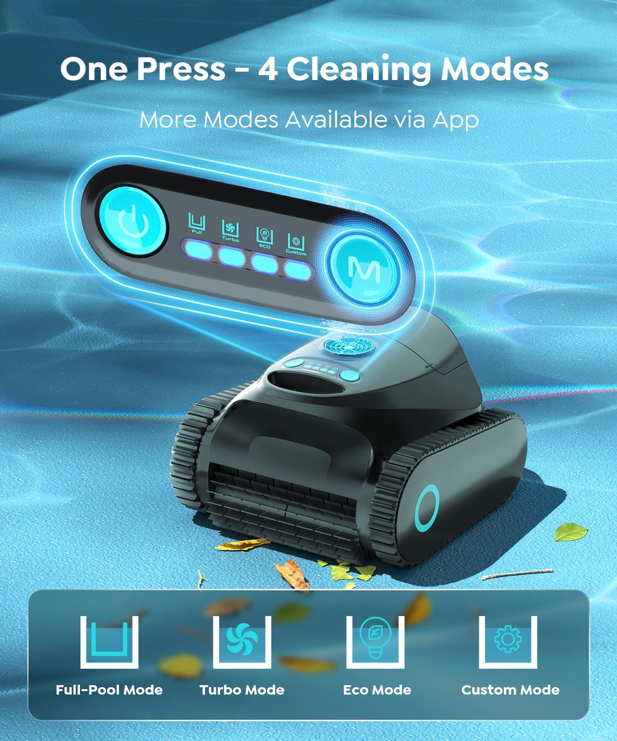 Cordless Robotic Pool Cleaner Wall Climbing Waterline Scrubbing Black