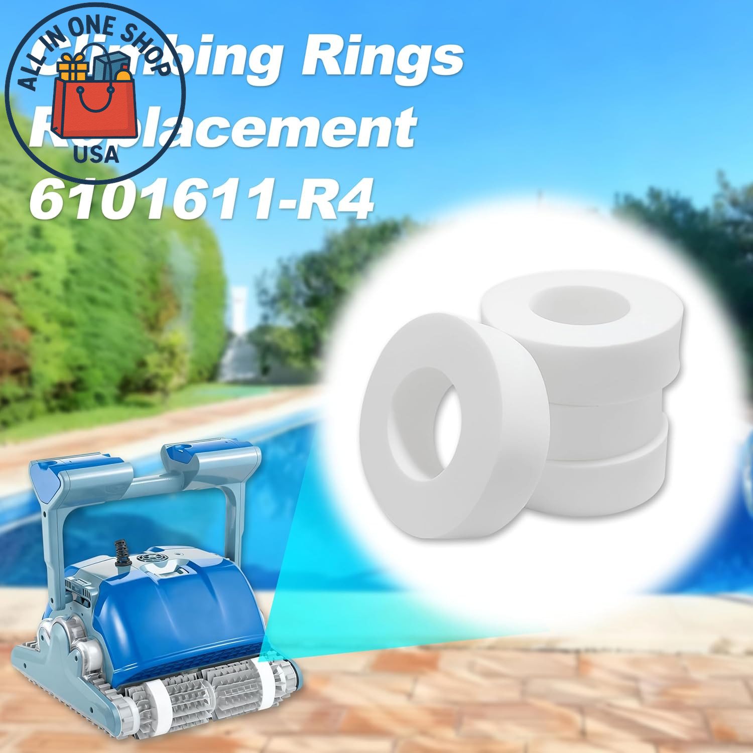 Replacement Climbing Ring for Maytronics Dolphin Pool Cleaners (4 Pack)