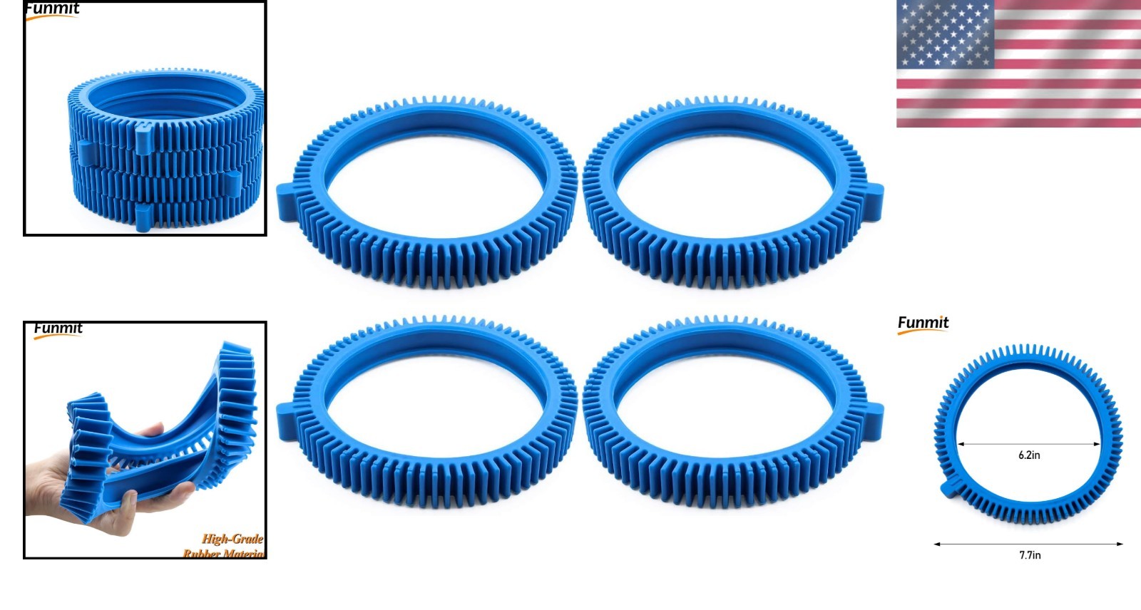 Durable 4 Pack Blue Front Tires for Hayward Pool Cleaners – Easy Install