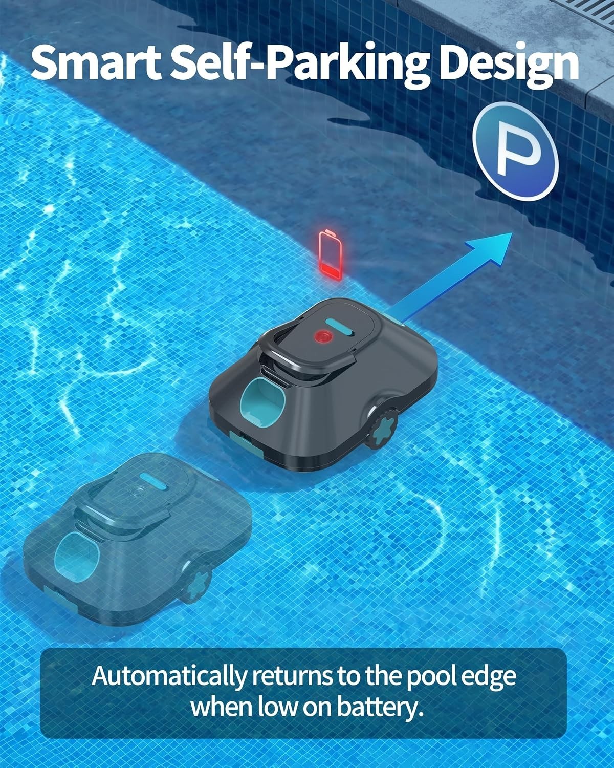 Light Teal Robotic Pool Cleaner for Above & Inground Pools – 180μm Filtration