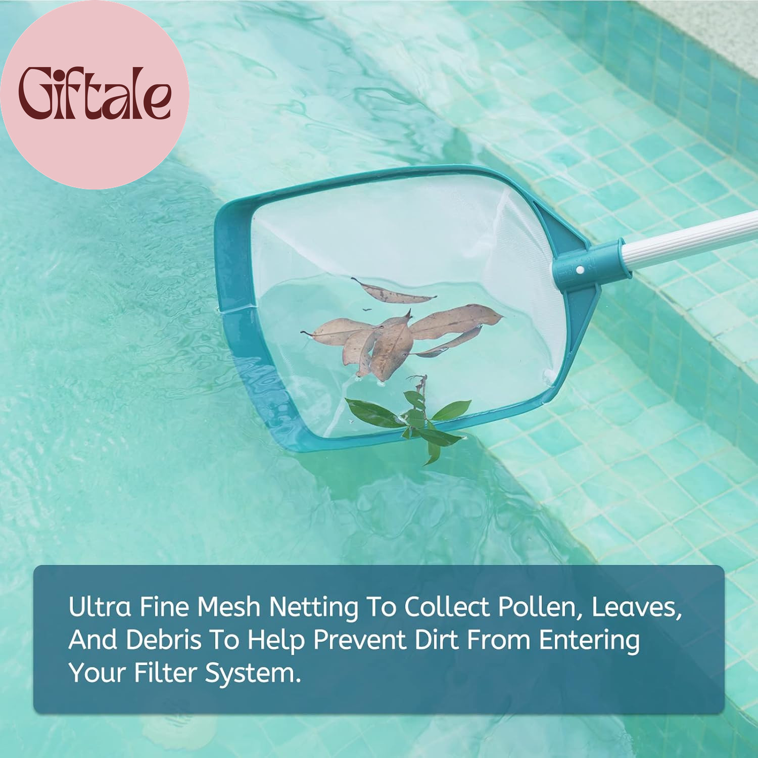 Upgrades Swimming Pool Leaf Net Skimmer Rake with Adjustable Aluminum Pole and N
