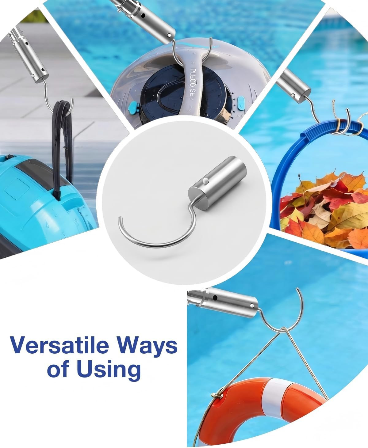 Hook for All Robotic Pool Cleaner, Stainless Steel Hook for Pool Poles，Accessori