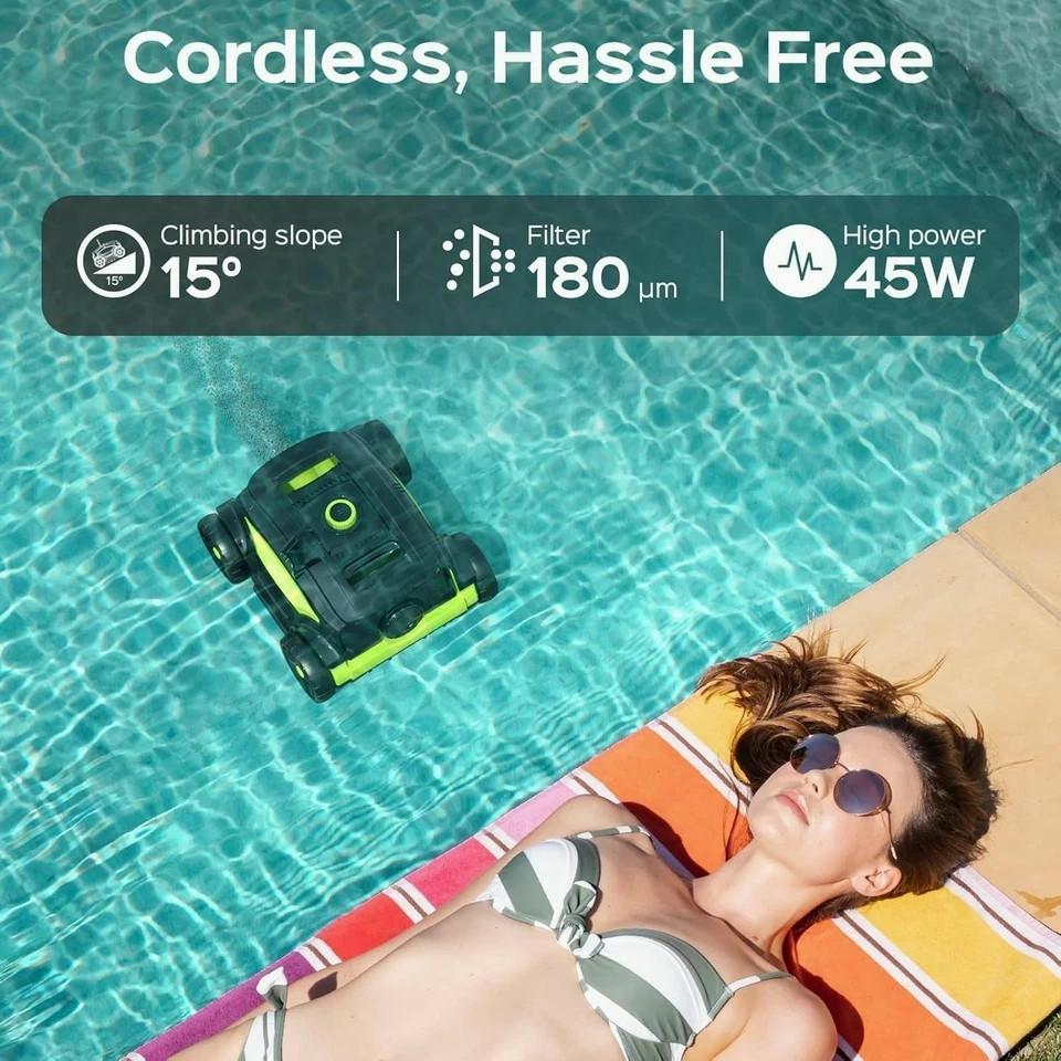 WINNY POOL CLEANER WY1103 Pool Robot, Cordless Pool with Battery, 120m²