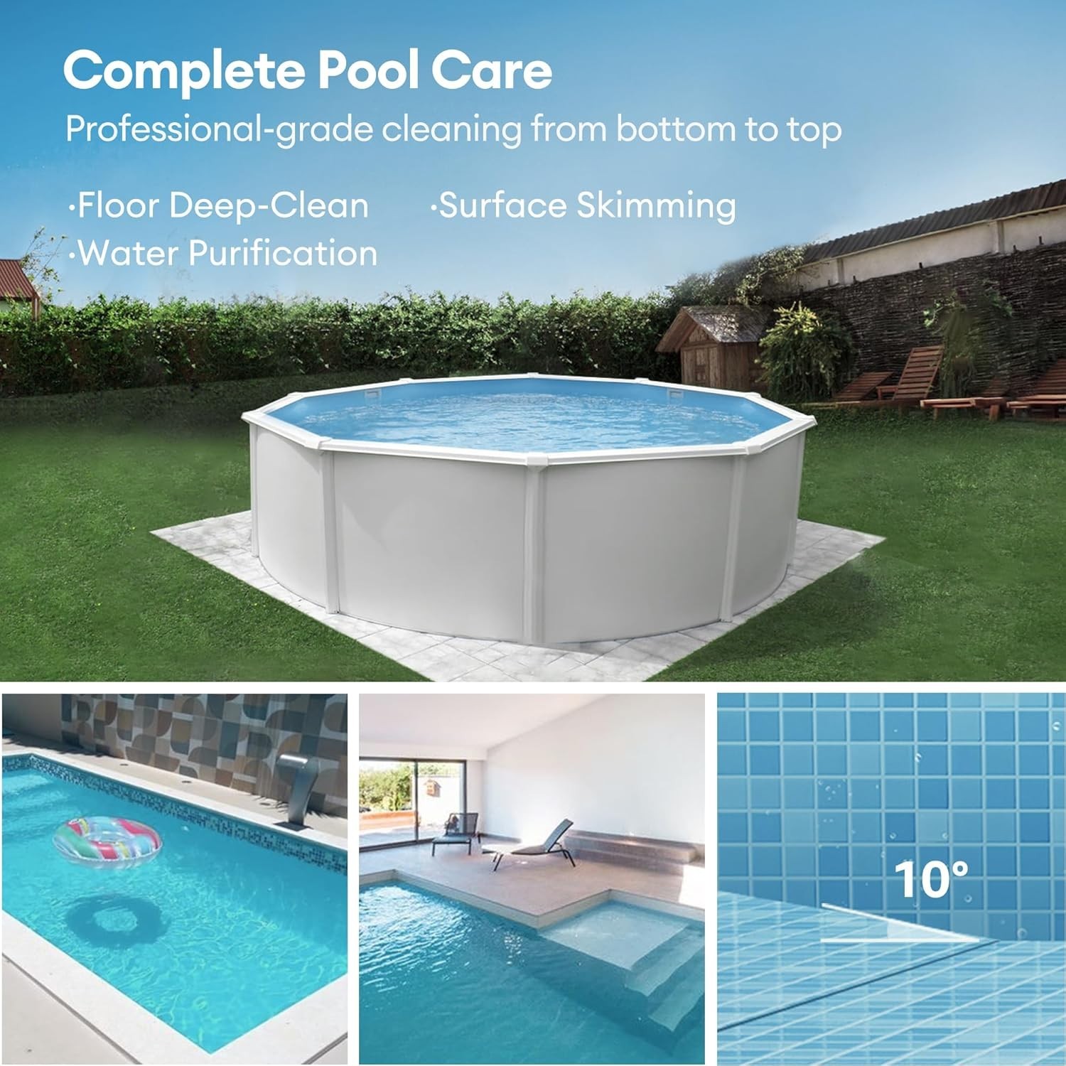 S110 Robotic Pool Cleaner: Cordless, Dual-Motor Suction for Effortless Cleaning