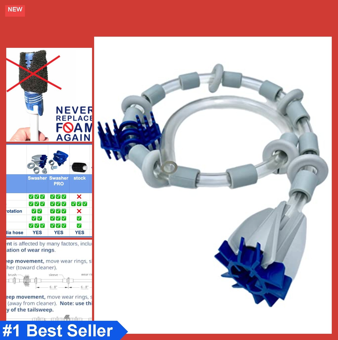 Pool Cleaner Tail Sweep Hose 9/16 Inch Replacement for Pressure Side Cleaners
