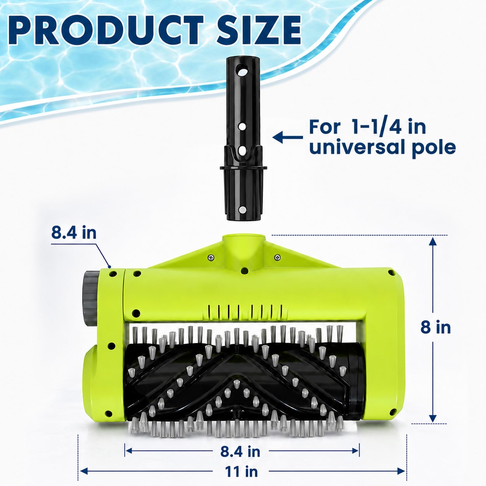Sepetrel Electric Pool Brush Head, Cordless Motorized Pool Scrubber for Ingro…