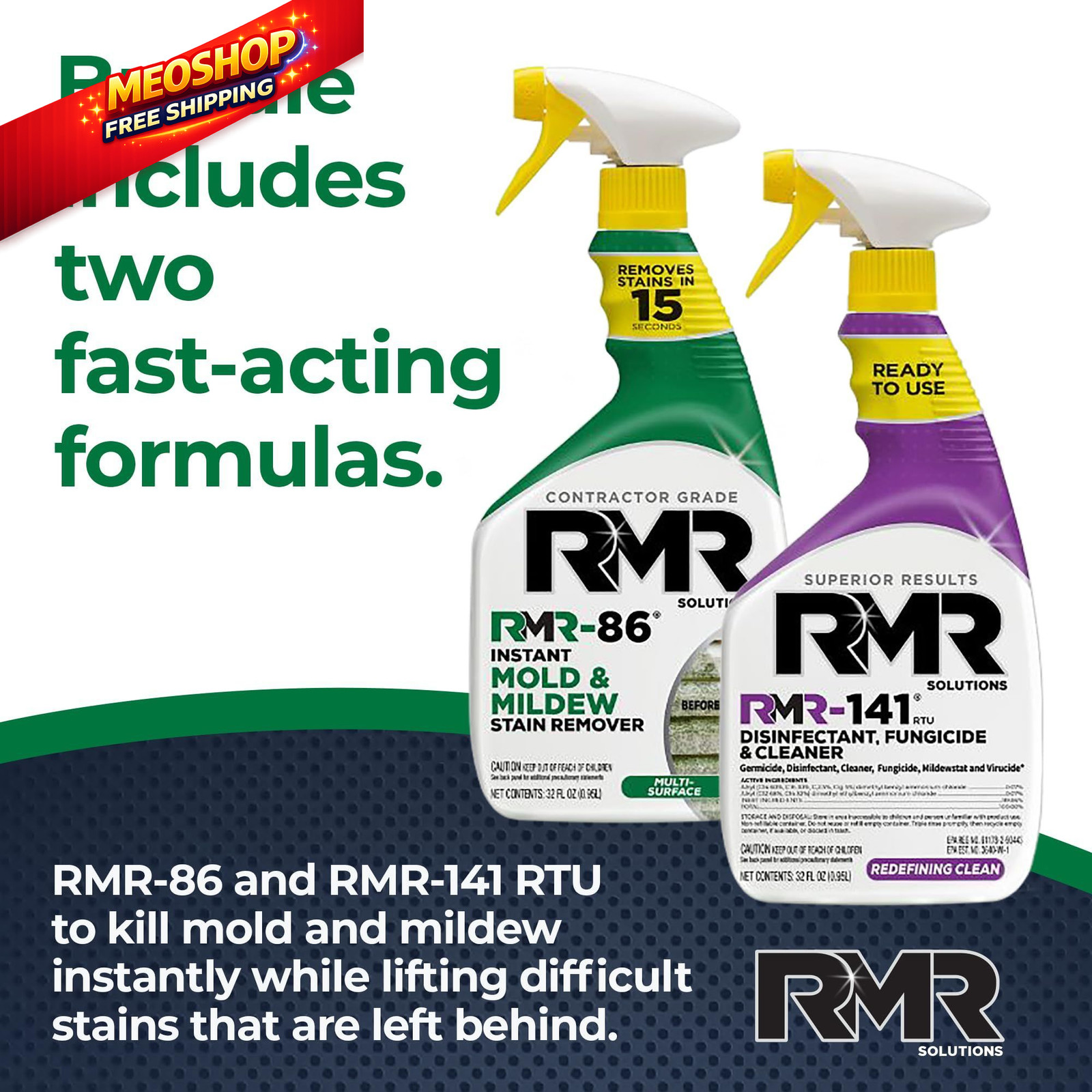 RMR Brands DIY Mold & Stain Remover Bundle, Complete 32 Fl Oz (Pack of 2)