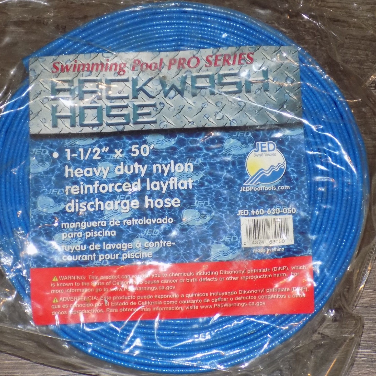 JED Pool Tools Backwash Hose Unisex 1-1/2&Prime;x50&prime; Blue New 60-630-050 Heavy Duty