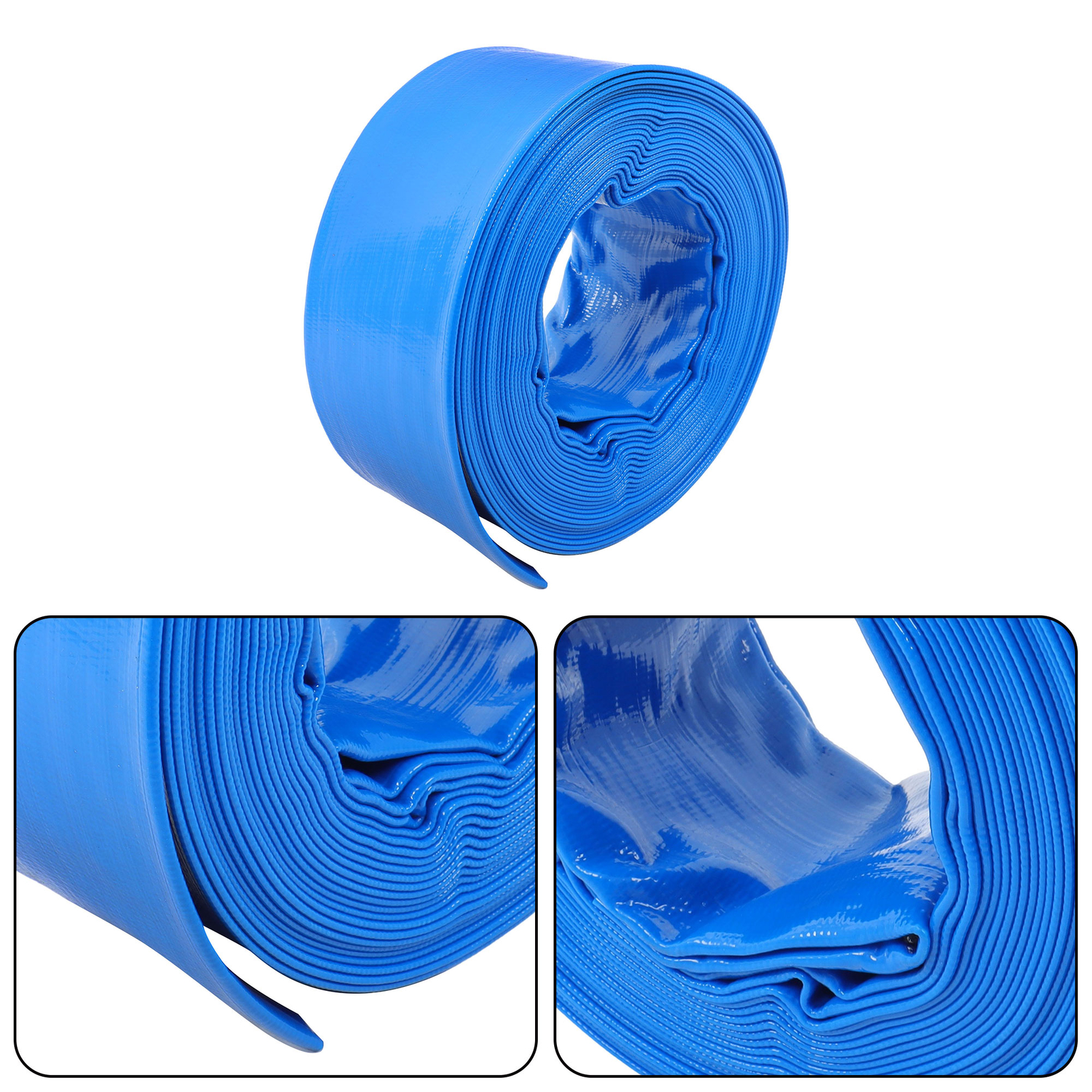 New « 3 « x 50FT PVC Irrigation Hose With Two Hose Collets Blue