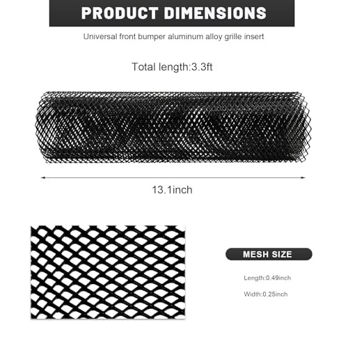 Car Grille Mesh, 40&Prime; × 13&Prime; Multi Functional Auto Aluminum Grill Mesh 6×12mm