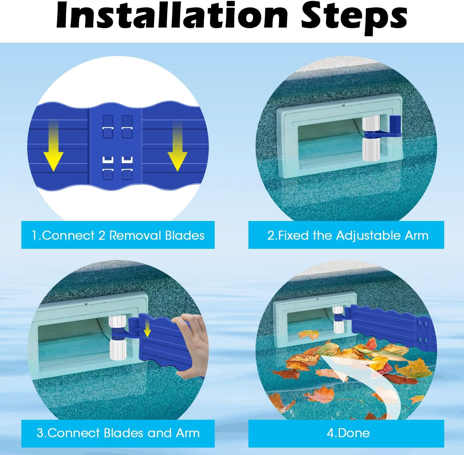 Pool Debris Catcher Skimmer Leaf Remover Accessories Kit – Blue