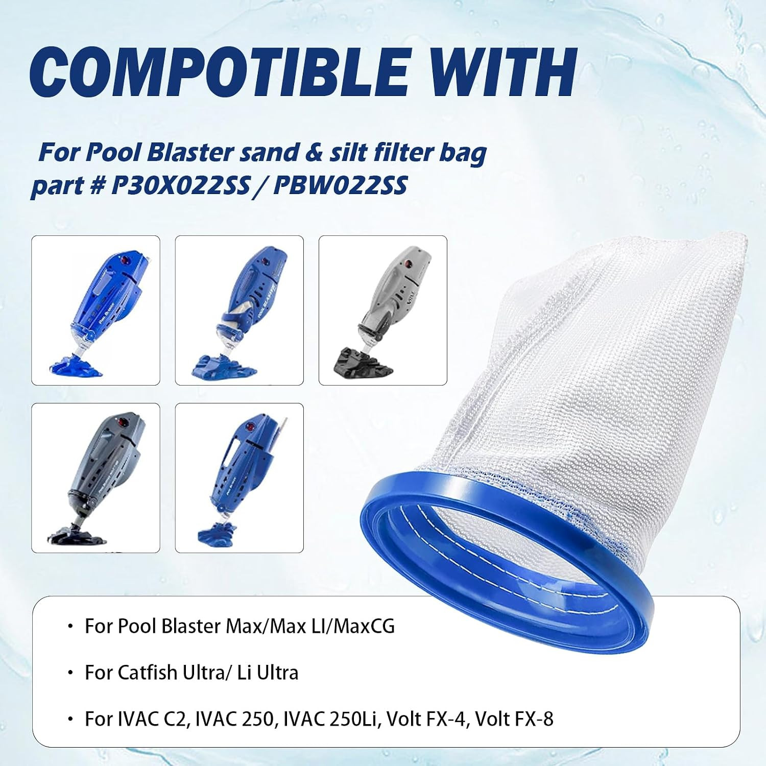 Pool Vacuum Cleaner Filter Bag Compatible with Max, Catfish Ultra, iVac 250, iVA