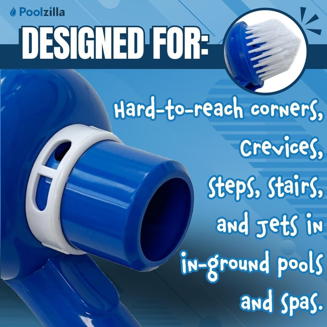 Pool Corner Vacuum Brush with Adjustable Ring for Concrete Vinyl Pools