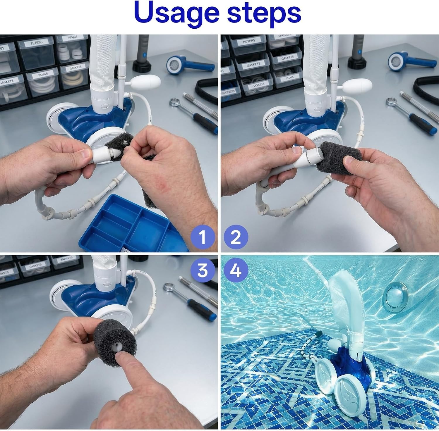 12 Pack Pool Tail Sweep Sponge, High Density Sweep Hose Pool Cleaner Tail Scr…