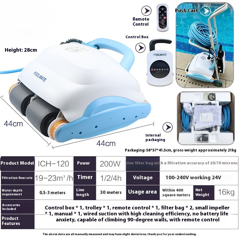 Swimming Pool Vacuum Cleaner Automatic Cordless Underwater Cleaning Machine 220V