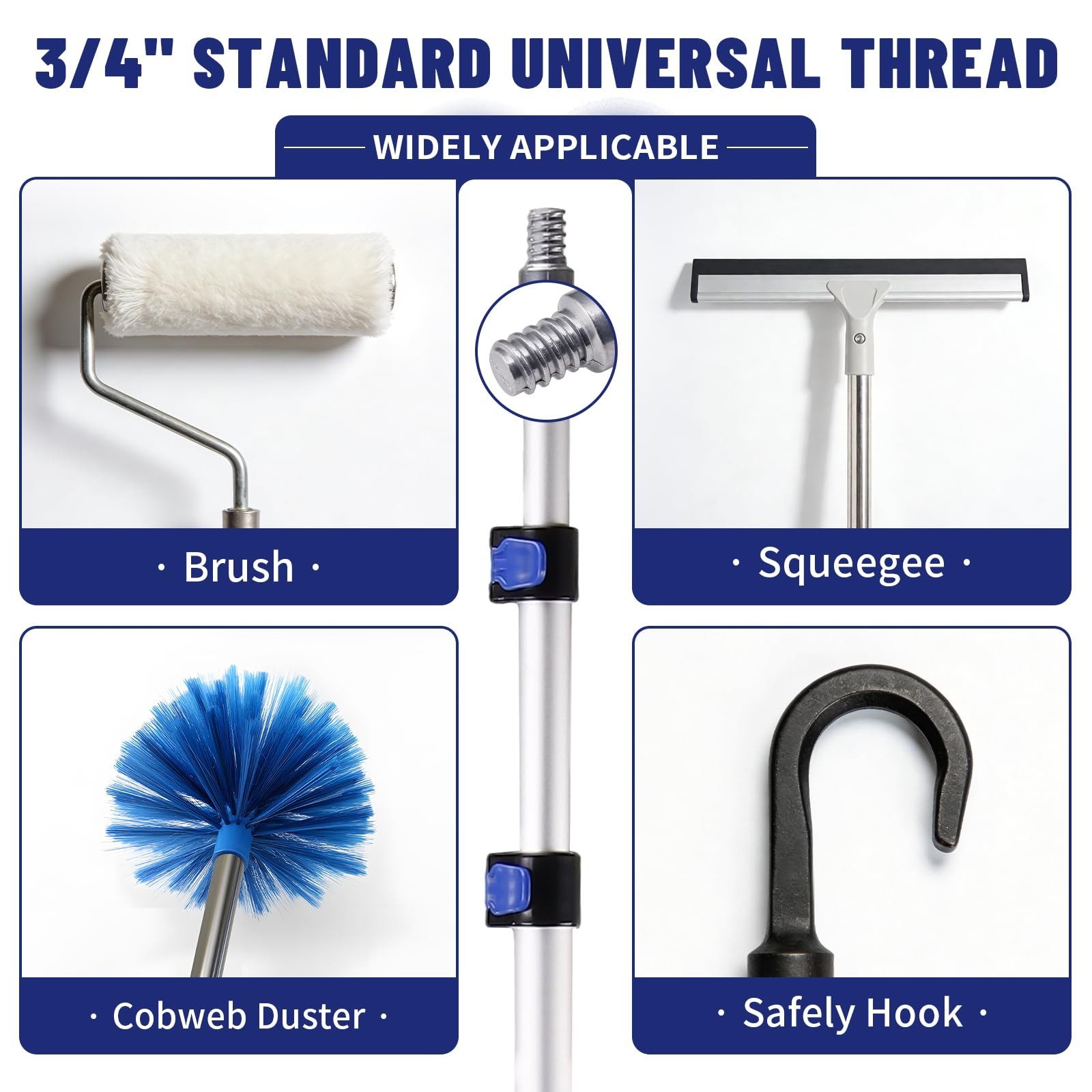 16 FT Aluminum Telescopic Pole for Pool Cleaning, Dusting & Painting