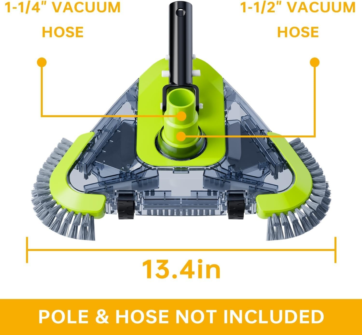 Weighted Triangular Pool Vacuum with Non-Slip Wheels for Inground/Above Ground