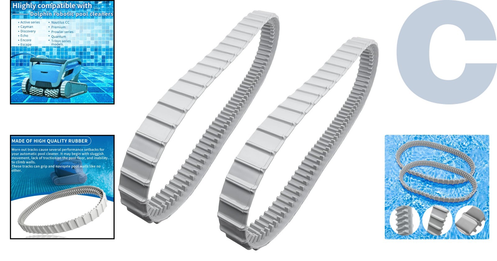 Durable 2-Pack Tracks for Maytronics Dolphin Pool Cleaners – Part 9983152-R2
