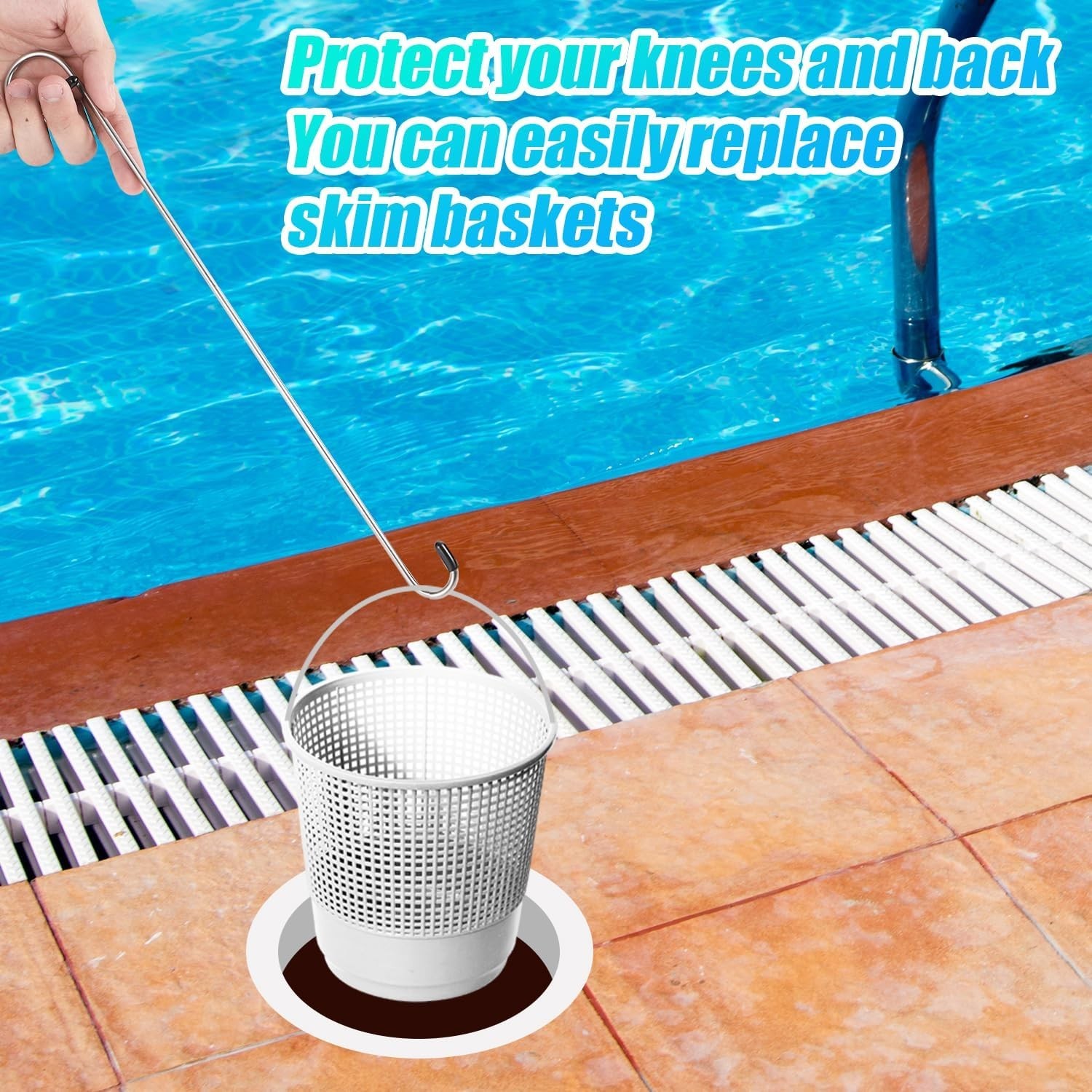 Stainless Steel Pool Skimmer Basket Hook – 13.78 Inch Debris Removal Tool for…