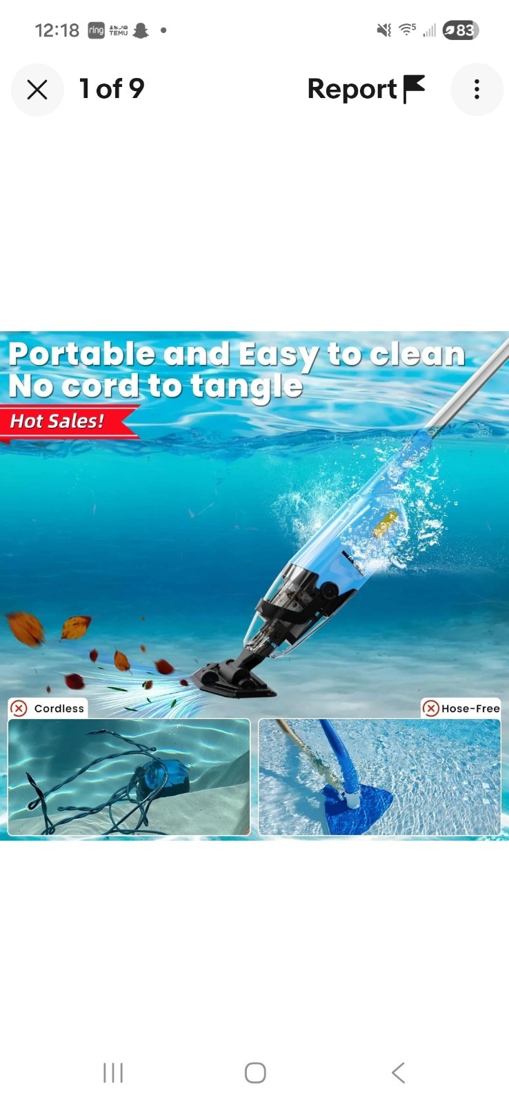 Handheld Pool Vacuum Cordless Powered Pool and Spa Vacuum Rechargeable Vacuum