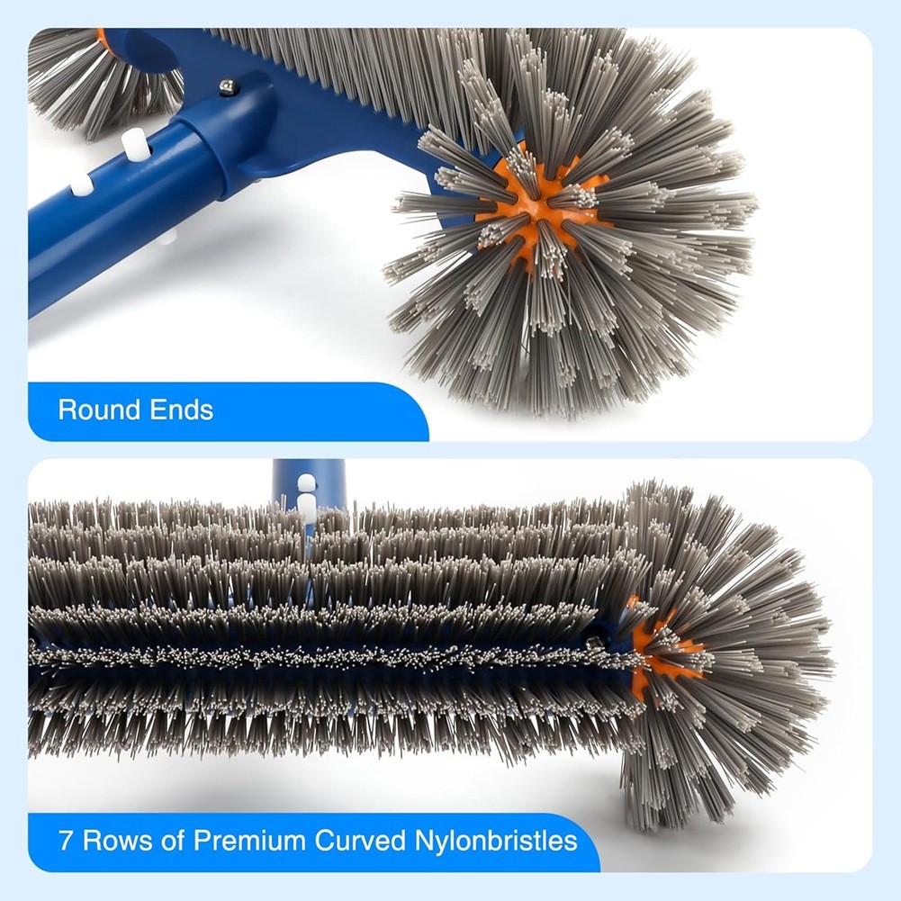 Pool Brush with EZ Clip, 13&Prime; Round End for Cleaning Pool Wall Brush Head L3M7